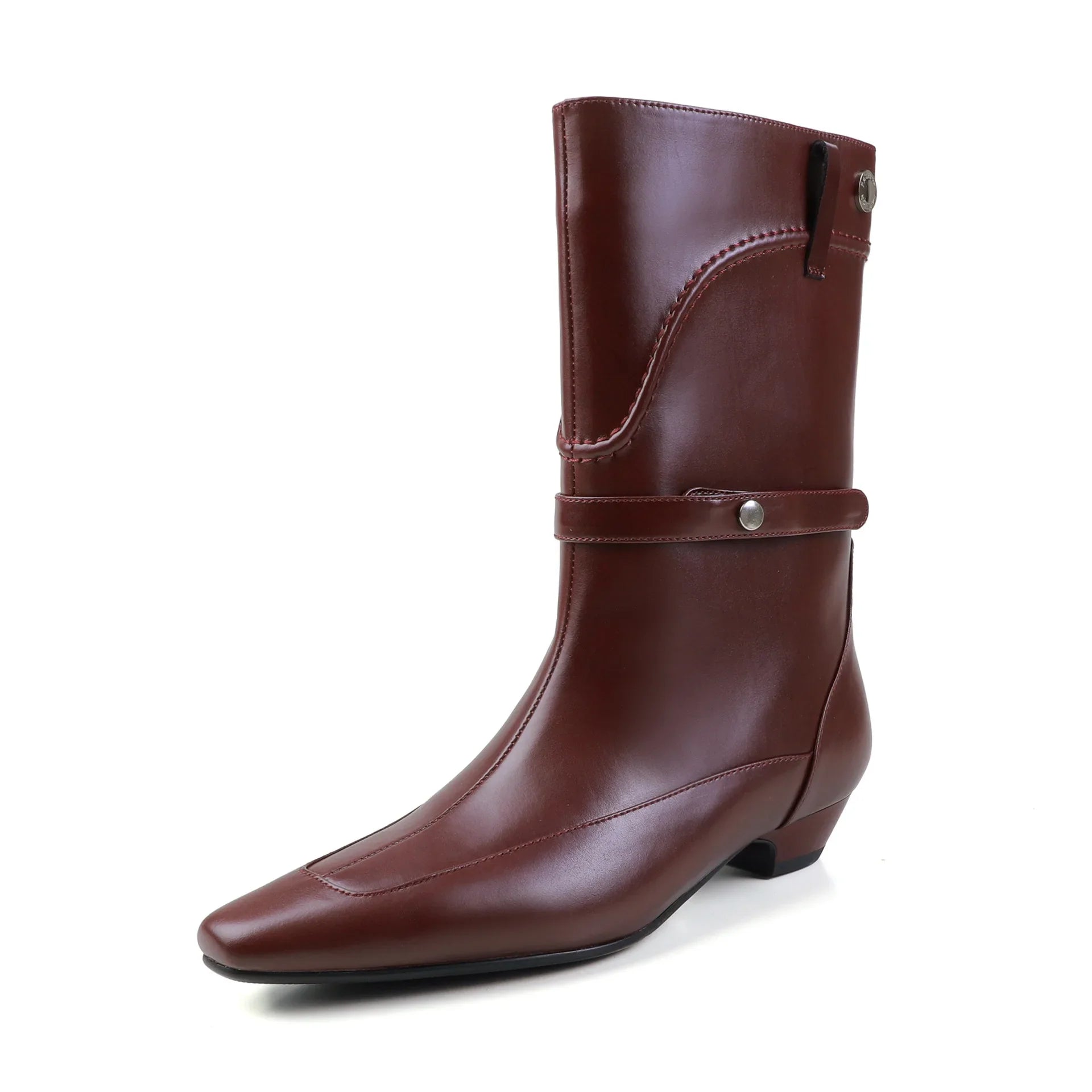 Autumn Black cowhide rivet Short Boots