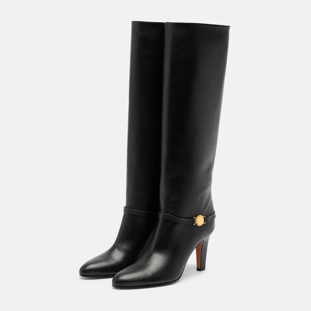 Autumn Brown Cowhide Metal Buckle Modern Boots