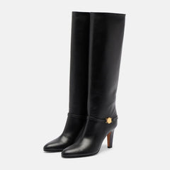 Autumn Brown Cowhide Metal Buckle Modern Boots