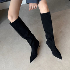 Autumn Brown Suede Kitten Heel Modern Boots