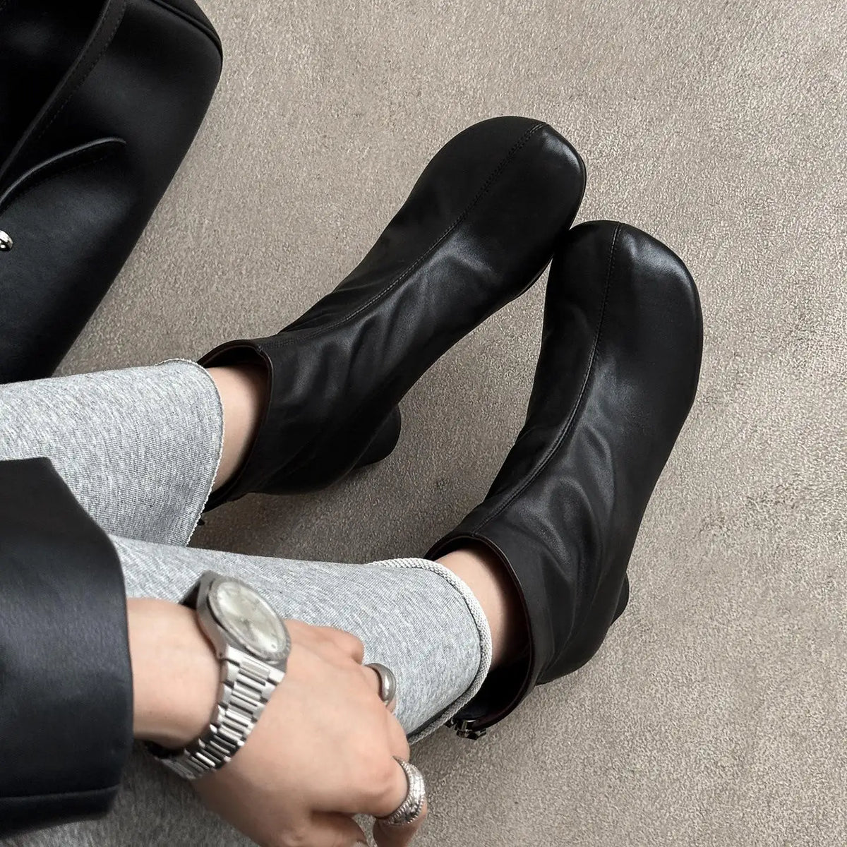 Autumn Brown cowhide Back zipper Short Boots