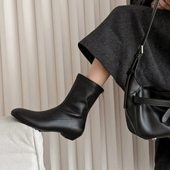 Autumn Brown cowhide Back zipper Skinny Boots