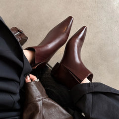 Autumn Brown cowhide Short Boots