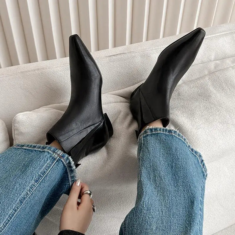 Autumn Brown cowhide Short Boots
