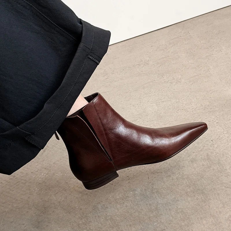 Autumn Brown cowhide Short Boots