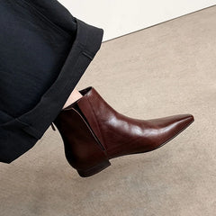 Autumn Brown cowhide Short Boots