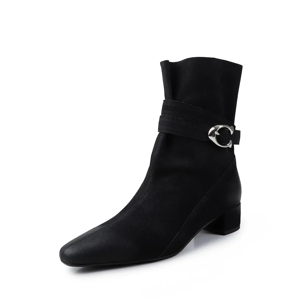 Autumn Cow suede Belt buckle Short Boots