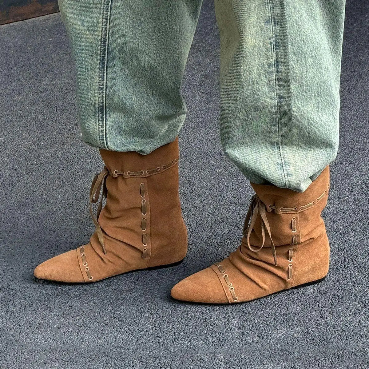 Autumn Cow suede Increased Internal Short Boots