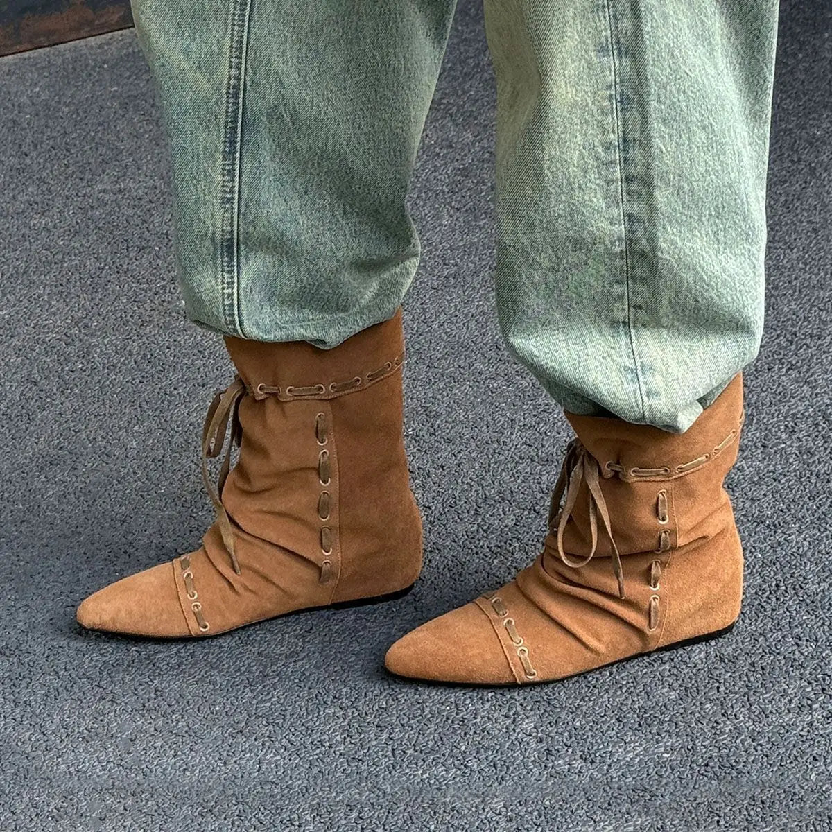Autumn Cow suede Increased Internal Short Boots