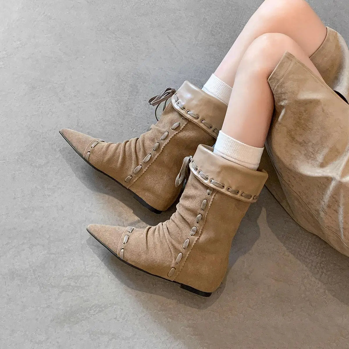 Autumn Cow suede Increased Internal Western Boots