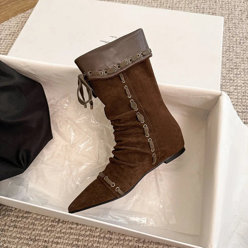 Autumn Cow suede Increased Internal Western Boots