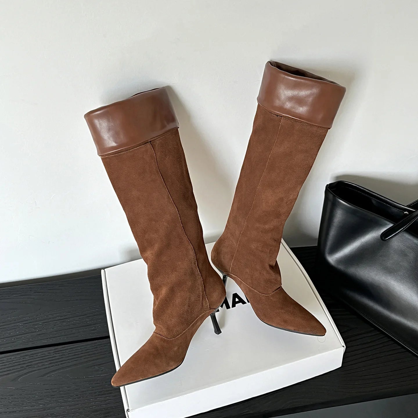 Autumn Cow suede Stilettos heels sexy Modern Boots