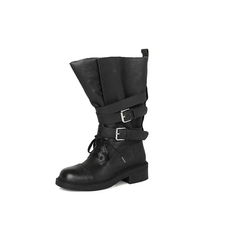 Autumn Cowhide Cross tied Riding Boots