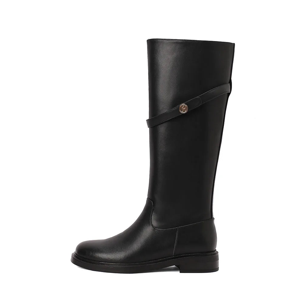 Autumn Cowhide knee high leather Boots