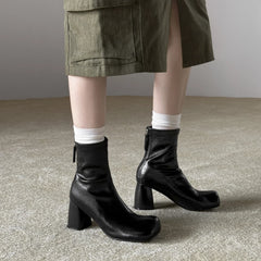 Autumn Elastic PU Chunky heels skinny Boots