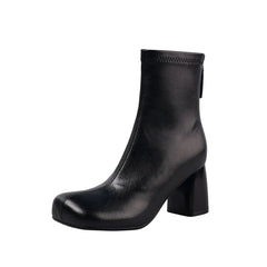 Autumn Elastic PU Chunky heels skinny Boots