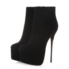 Autumn Suede Platform Metal Heel Short Boots
