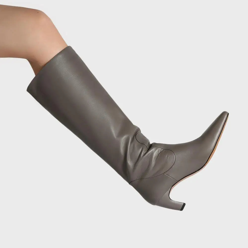 Autumn White Cowhide Knee High Boots