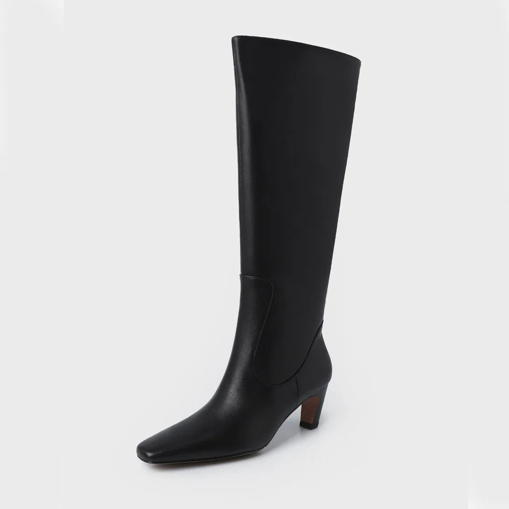 Autumn White Cowhide Knee High Boots