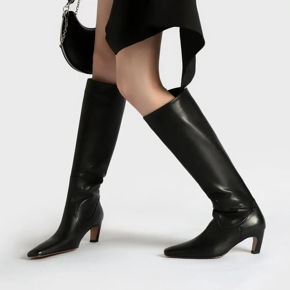 Autumn White Cowhide Knee High Boots