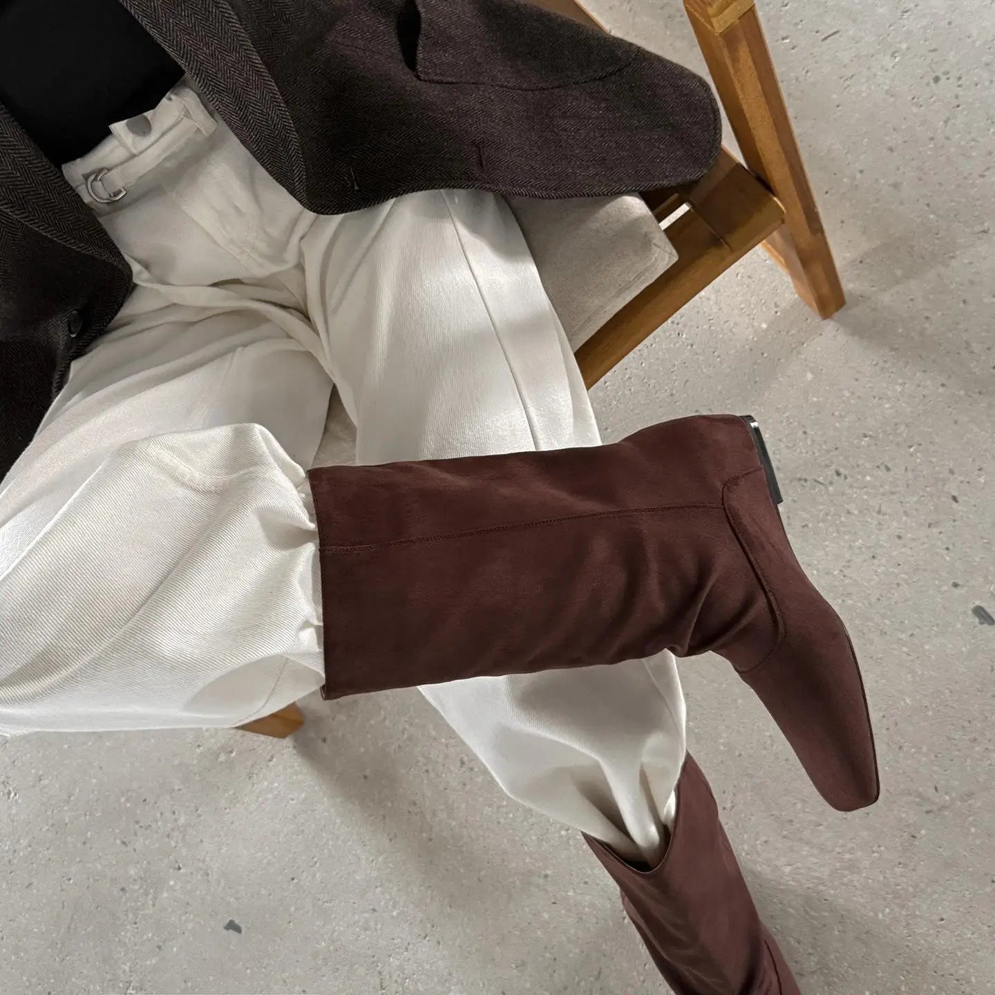 Autumn apricot suede Increased Internal Mid-Calf Boots