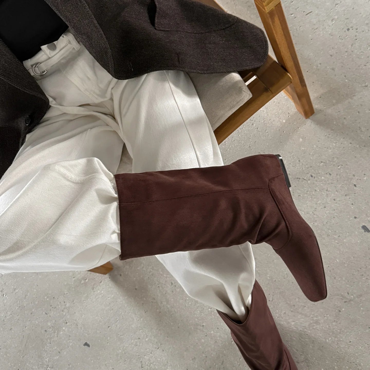 Autumn apricot suede Increased Internal Mid-Calf Boots