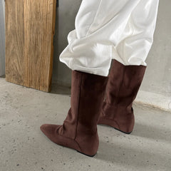 Autumn apricot suede Increased Internal Mid-Calf Boots