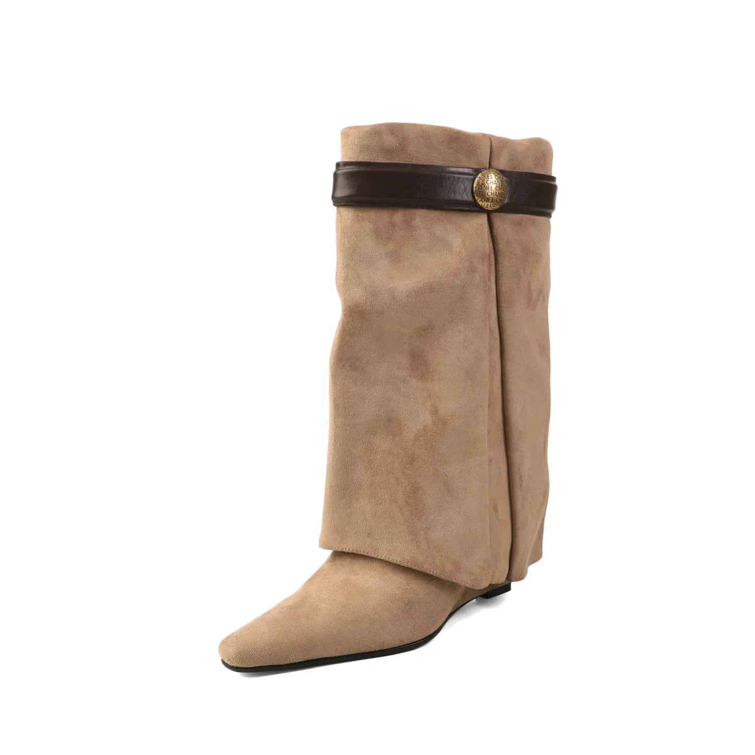 Autumn apricot suede Wedges Trouser legs Boots