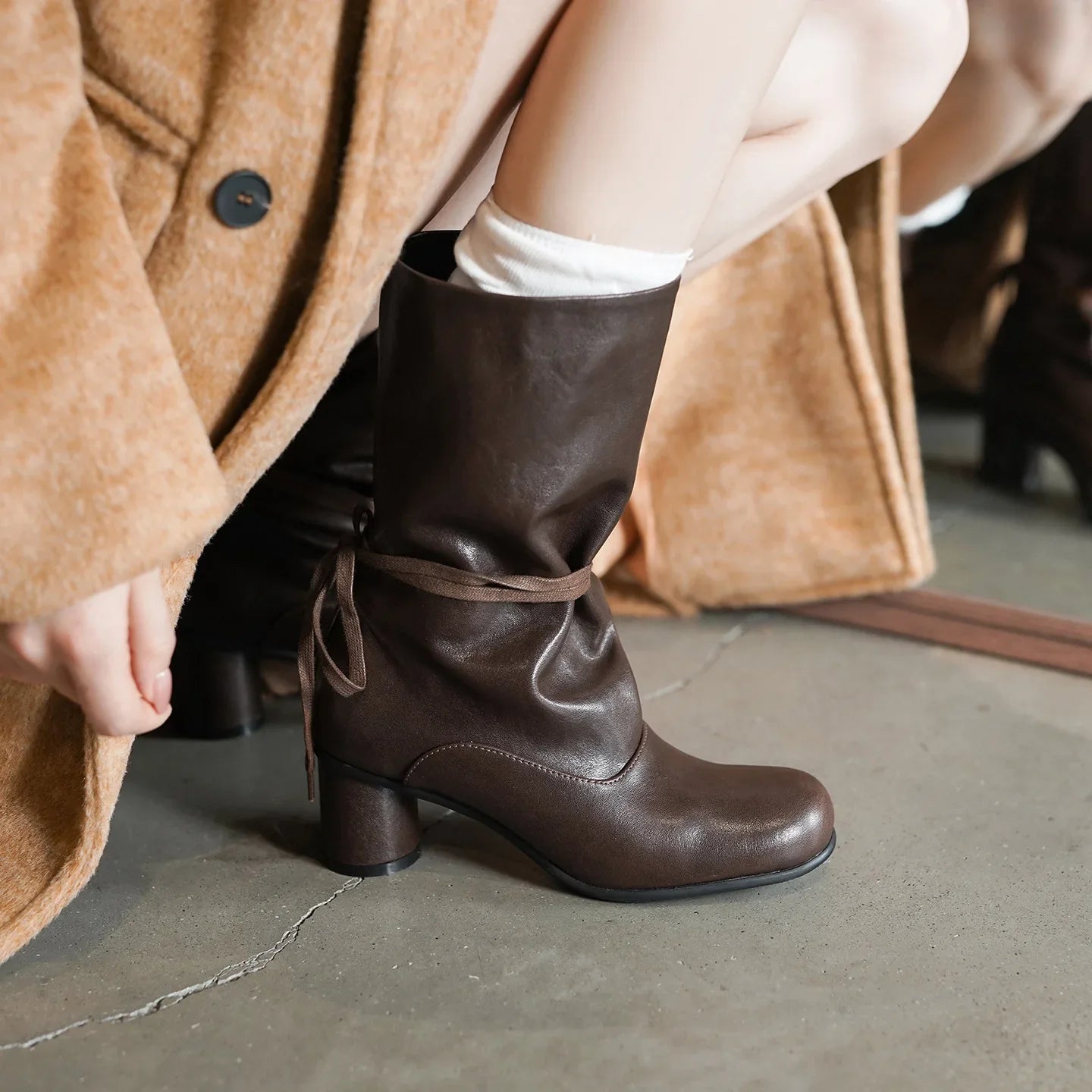 Autumn cowhide Ankle strap Modern Boots