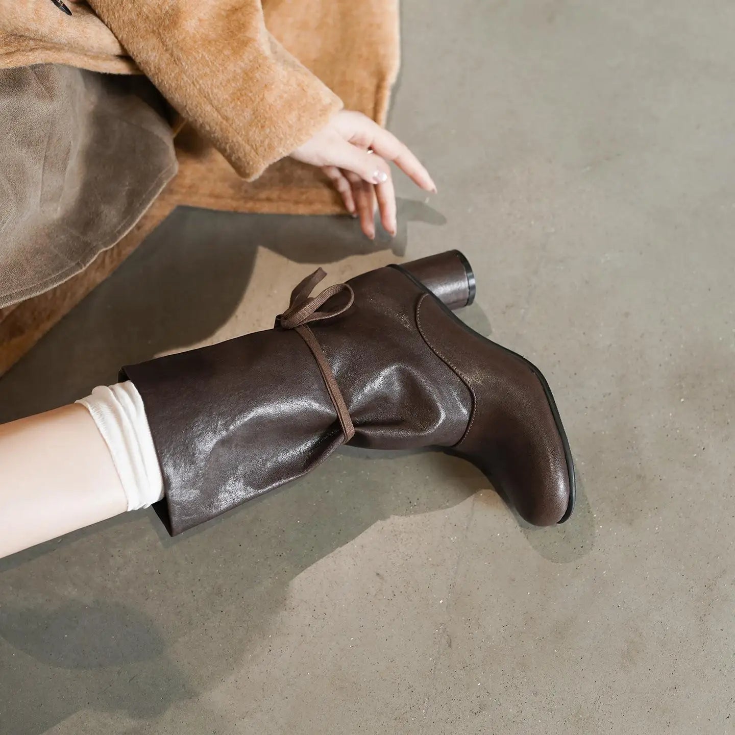 Autumn cowhide Ankle strap Modern Boots