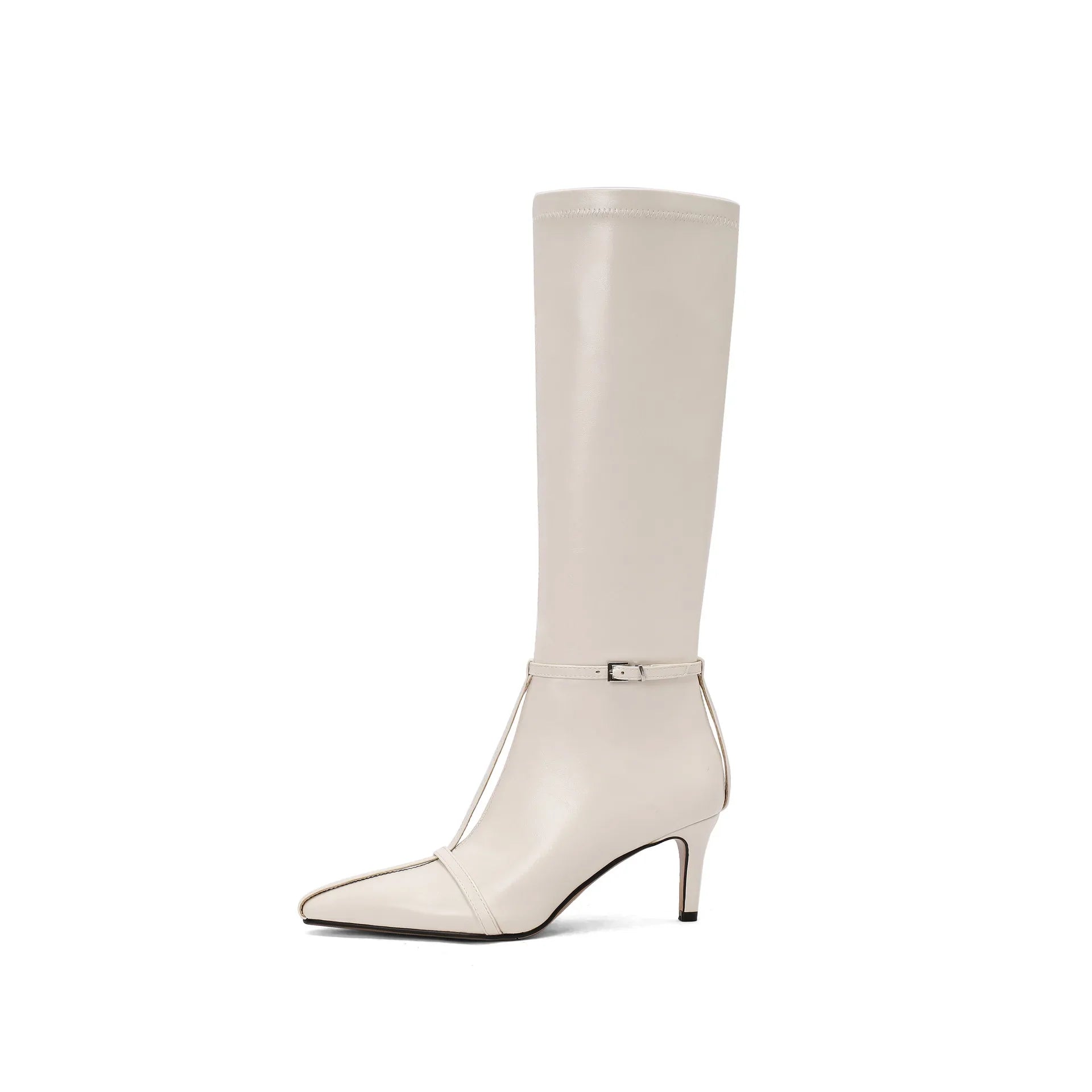 Autumn white cowhide Stilettos heels Skinny Boots