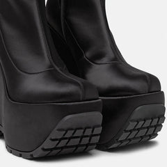 Black Women's Satin wedges Short Boots