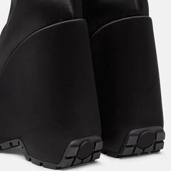 Black Women's Satin wedges Short Boots