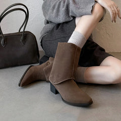 Cow suede Turned-over Edge Modern Boots