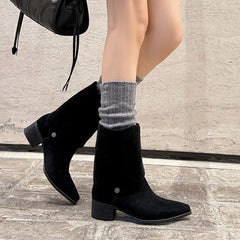 Cow suede Turned-over Edge Modern Boots