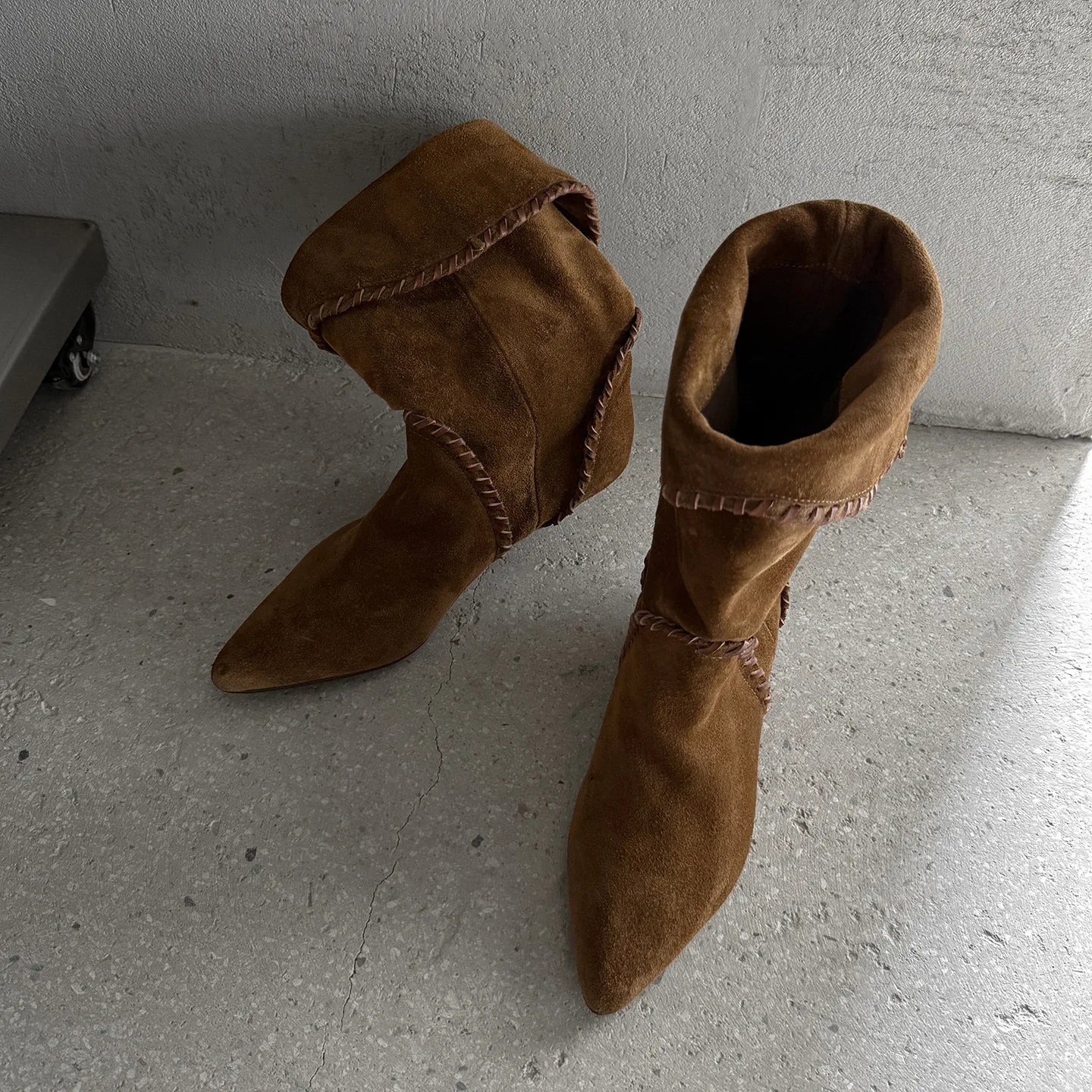 Cow suede Wedges Mid-Calf Boots