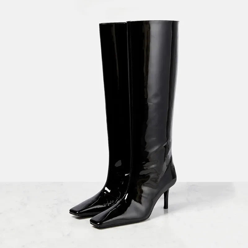 Crocodile Grain Knee High Boots