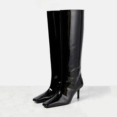 Crocodile Grain Knee High Boots