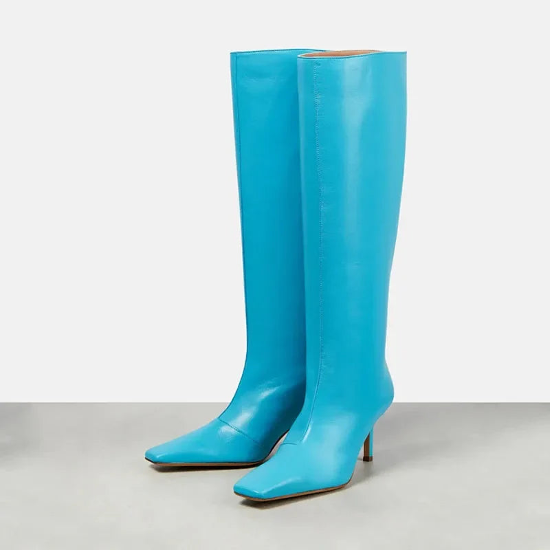 Crocodile Grain Knee High Boots