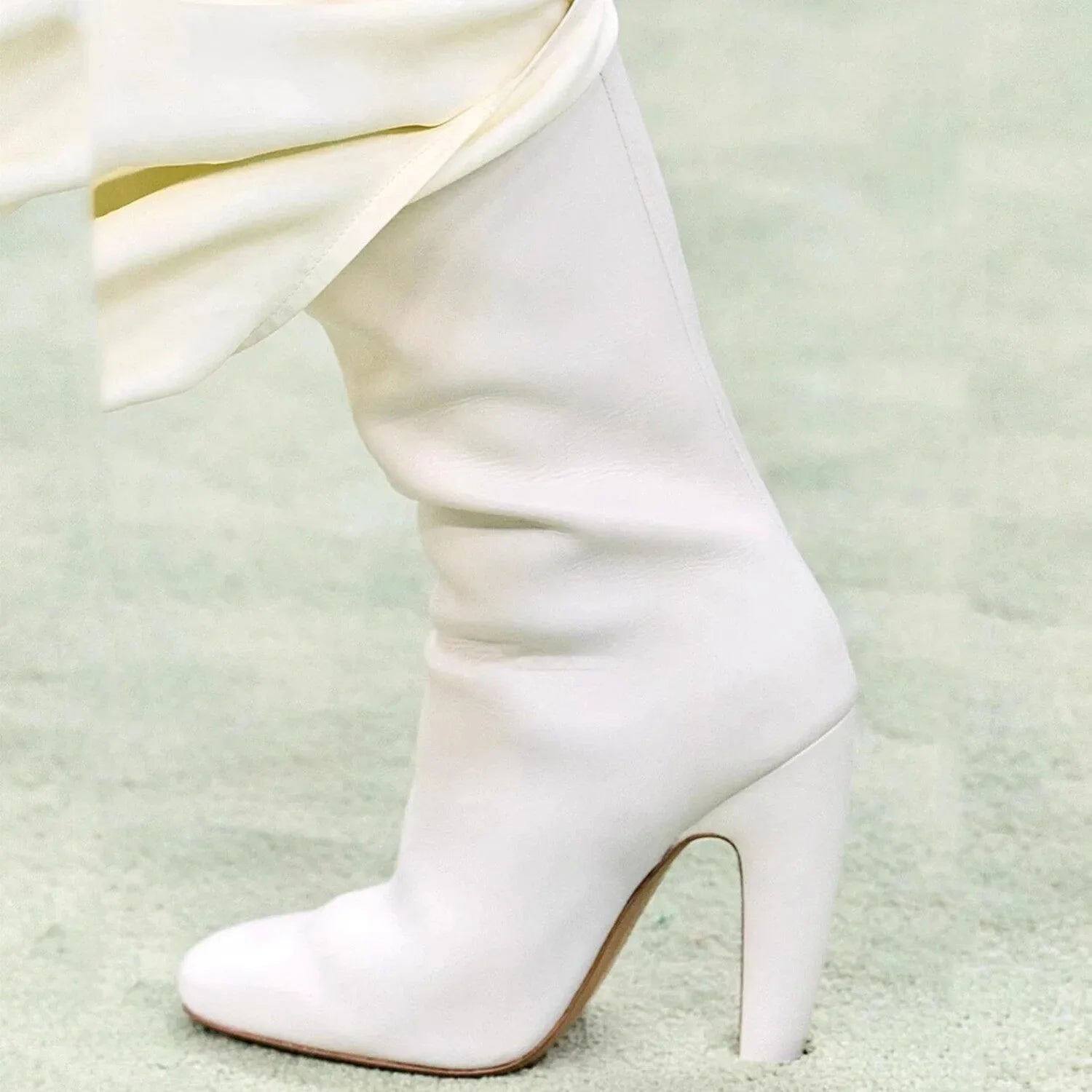 Genuine Leather Weave Skinny Boots