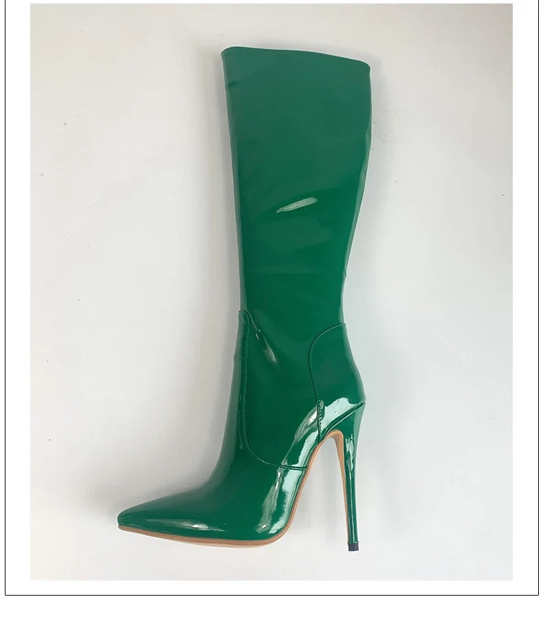 Patent Leather Skinny Boots