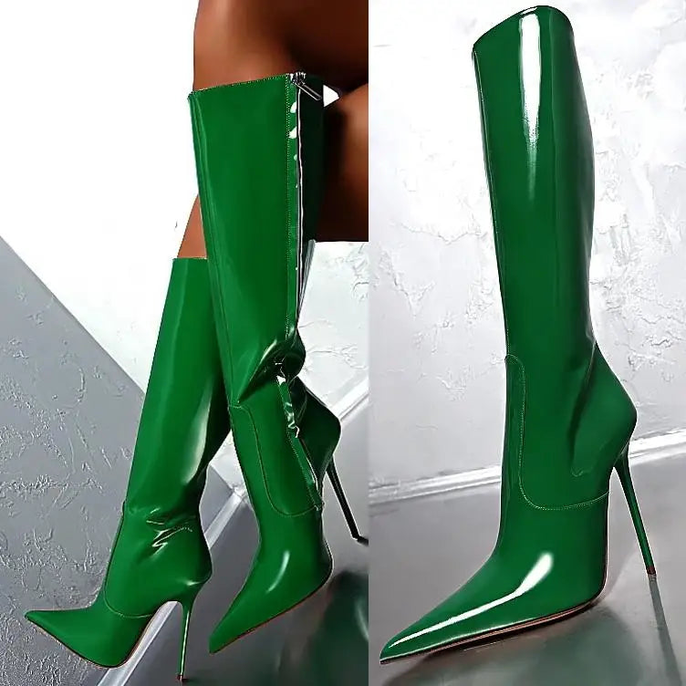 Patent Leather Skinny Boots