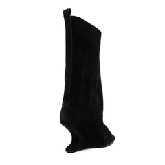 Sping Black PU Wedges Boots