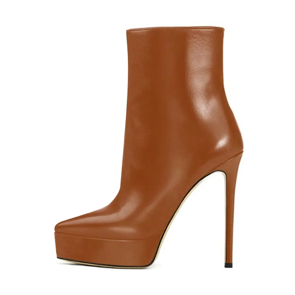 Spring Black PU Platform Thin heels Short Boots