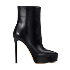 Spring Black PU Platform Thin heels Short Boots