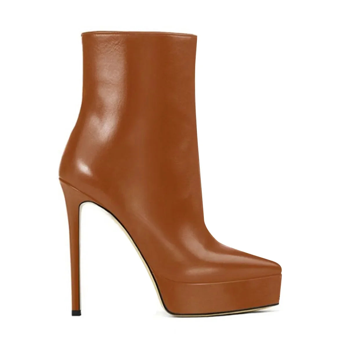 Spring Black PU Platform Thin heels Short Boots