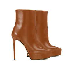 Spring Black PU Platform Thin heels Short Boots
