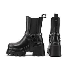 Spring White Cowhide platform Chelsea Boots