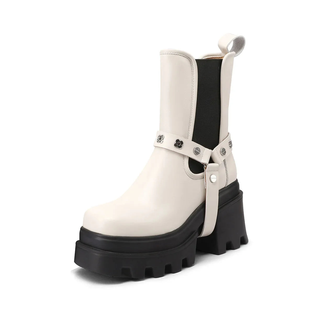 Spring White Cowhide platform Chelsea Boots