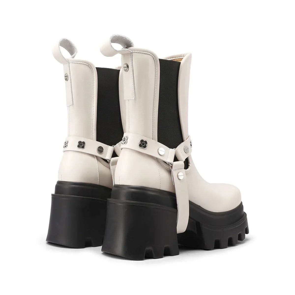 Spring White Cowhide platform Chelsea Boots